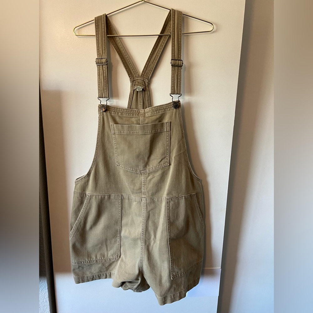aerie Tan Canvas Overalls with Adjustable Straps
